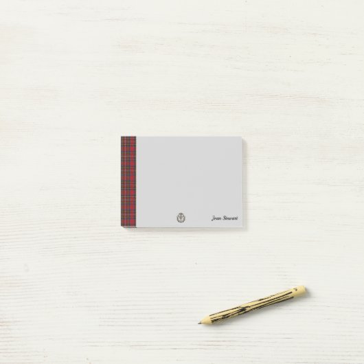 Stewart Tartan & Scottish Thistle Personalized Post-it® Notes (Op bureau)