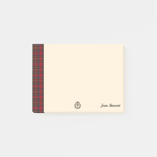 Stewart Tartan & Scottish Thistle Personalized Post-it® Notes (Voorkant)
