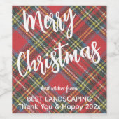 Stewart Tartan White Script, Bedrijfsnaam Set van Wijn Etiket (Enkel label)