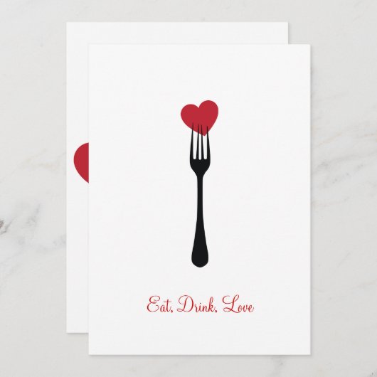 Stick A Fork Dans Mon Invitation Valentine (Devant / Derrière)