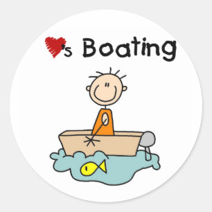 Stick Boy houdt van varen Ronde Sticker