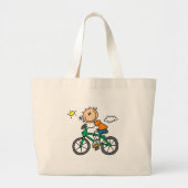 Stick Boy Riding Bicycle Grote Tote Bag (Voorkant)
