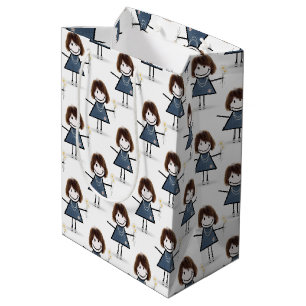 Stick Cijfer Girl met Daisies Medium Cadeauzakje