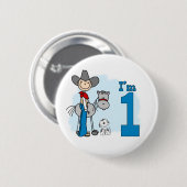 Stick Cowboy 1st Birthday Pinback Button (Voorkant /achterkant)