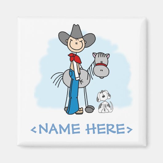 Stick Cowboy N Horse Magneet (Voorkant)