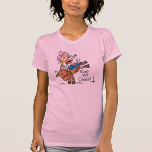 Stick Cowgirl Riding Bull T-shirt