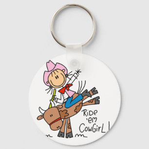 Stick Cowgirl Riding Bull Tshirts en Gifts Sleutelhanger