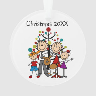 Stick Famille de 4, Ornement acrylique chien