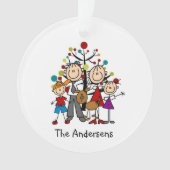 Stick Famille de 4, Ornement acrylique chien (devant)