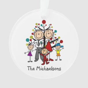 Stick Famille de 5 ornement acrylique