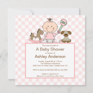 Stick Figur Baby Girl Baby shower Kaart