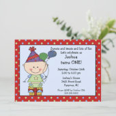 Stick Figure Baby Boy Invitation d'anniversaire (Debout devant)