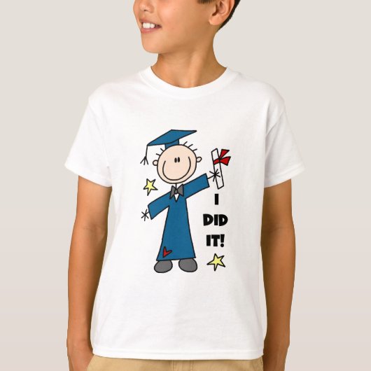 Stick Figure Boy Graduate T-shirts et cadeaux (Devant)