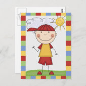 Stick Figure Cartes pour enfants et cadeaux (Devant / Derrière)