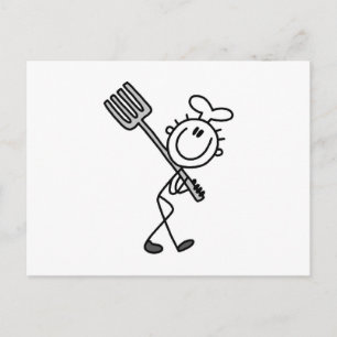Stick Figure Chef Met Vork Briefkaart