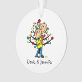 Stick Figure Couple dans l'ornement de Noël d'amou (devant)