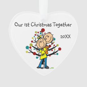 Stick Figure Couple en amour Customisé Ornament