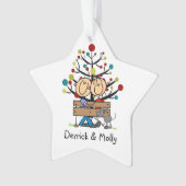 Stick Figure Couple et Cat Ornament de vacances (devant)
