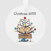 Stick Figure Couple sur l'Ornament de Fête de Banc (dos)