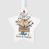 Stick Figure Couple sur l'Ornament de Fête de Banc (devant)