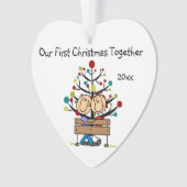 Stick Figure Couple sur l'ornement cardiaque du ba (devant)