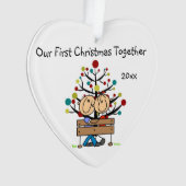 Stick Figure Couple sur l'ornement cardiaque du ba (devant)