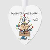 Stick Figure Couple sur l'ornement cardiaque du ba (devant)