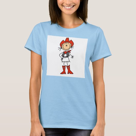Stick Figure Cowgirl Red Hat and Boots T-shirts (Devant)