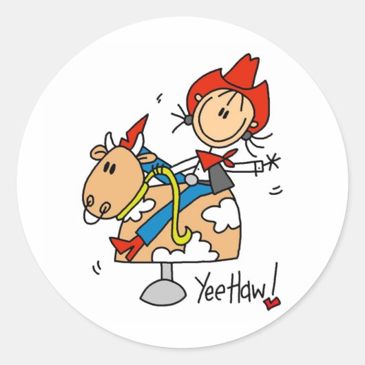 Stick Figure Cowgirl Yee Haw Stickers (Devant)