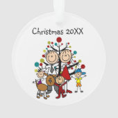 Stick Figure Famille de 5 Dog Acrylique Ornement (dos)