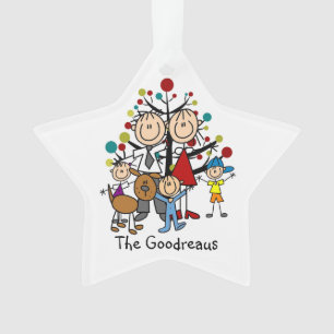 Stick Figure Famille de 5 Dog Acrylique Ornement