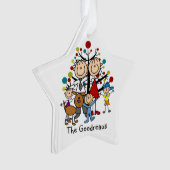 Stick Figure Famille de 5 Dog Acrylique Ornement (devant)