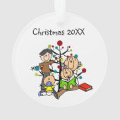 Stick Figure Famille Ornement acrylique de Noël (dos)