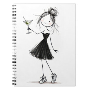 Stick Figure Feestmeisje met Martini Notitieboek