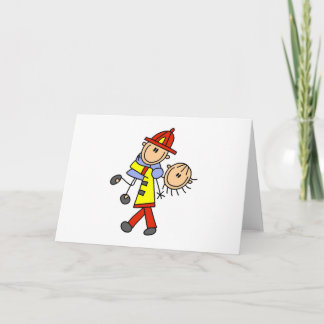 Stick Figure Firefighter Saving Lives Cartes