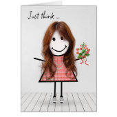 Stick Figure Girl avec Anniversaire Bouquet (Devant)