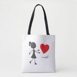Stick Figure Girl Catching Heart Graphic Tee Draagtas