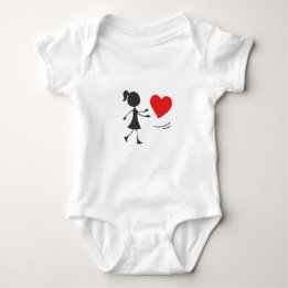 Stick Figure Girl Catching Heart Graphic Tee Romper