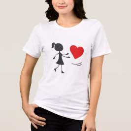 Stick Figure Girl Catching Heart Graphic Tee Tri-Blend Shirt