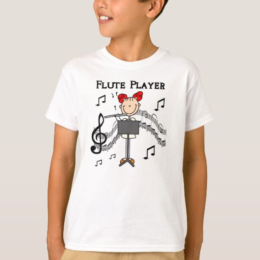 Stick Figure Girl Flute Player Tshirts et cadeaux (Devant)
