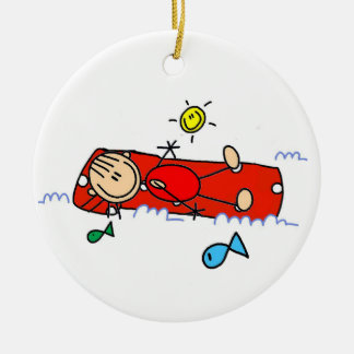 Stick Figure Girl Red Air Mattress Keramisch Ornament