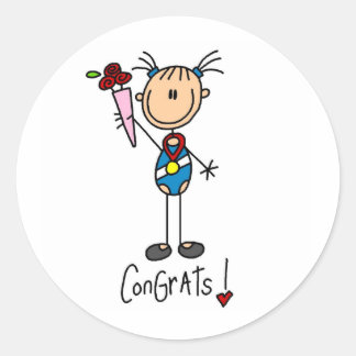 Stick Figure Girl remportant la médaille Stickers