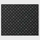 Stick Figure Girls Everyday Life – White on Black  Cadeaupapier (Vlak)