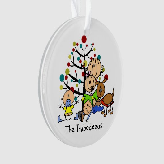 Stick Figure Maman, Enfants, Chien Acrylique Ornem (devant)