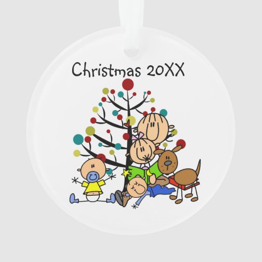 Stick Figure Maman, Enfants, Chien Acrylique Ornem (dos)