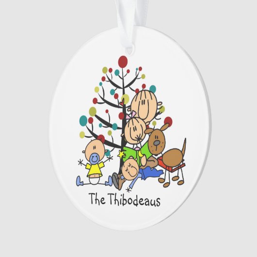 Stick Figure Maman, Enfants, Chien Acrylique Ornem (devant)