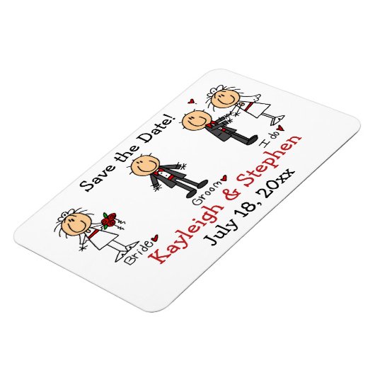Stick Figure Mariage Premium Flexi Magnet (Côté Gauche)