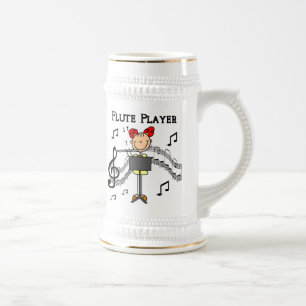 Stick Figure Meisje Fluitspeler T-shirts en Cadeau Bierpul