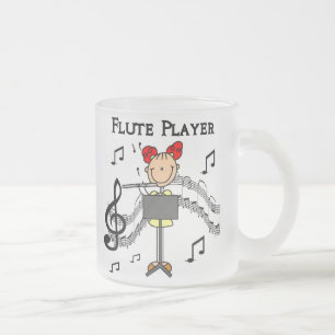 Stick Figure Meisje Fluitspeler T-shirts en Cadeau Matglas Koffiemok