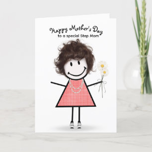 Stick Figure Meisje Moederdag voor Stiefmoeder Kaart